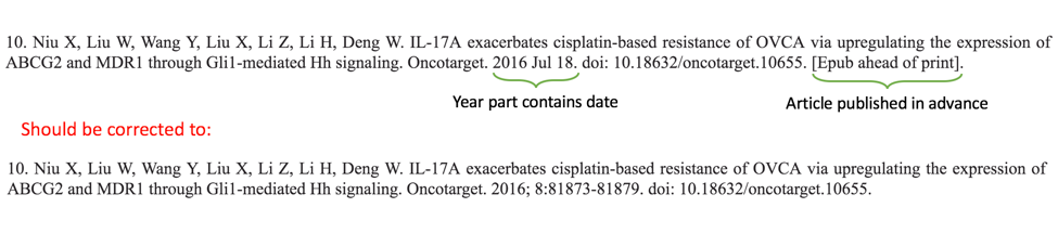 Advance Publications corrections